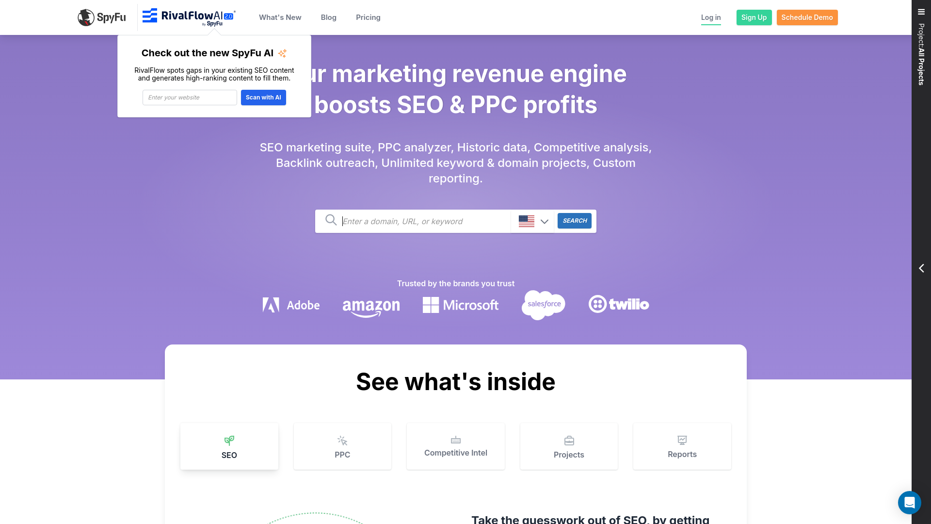 SpyFu competitor analysis dashboard