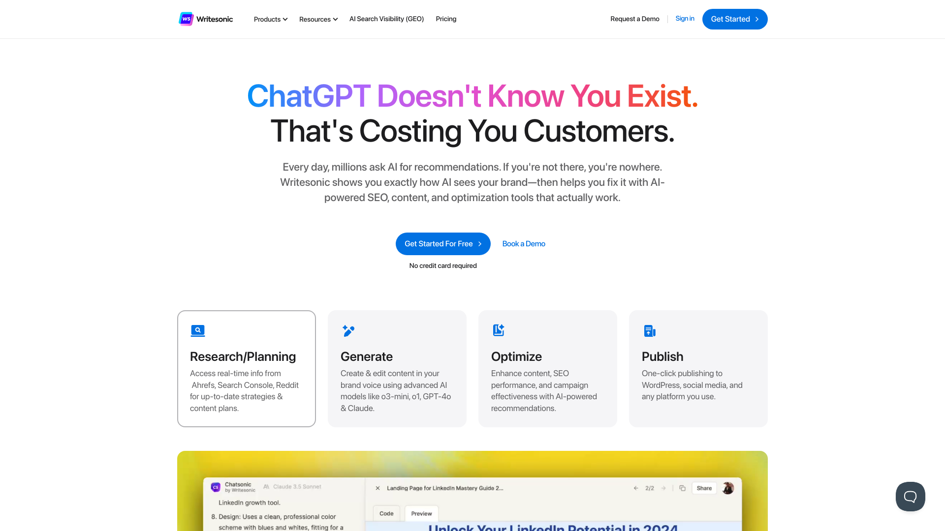 Writesonic AI content creation platform dashboard